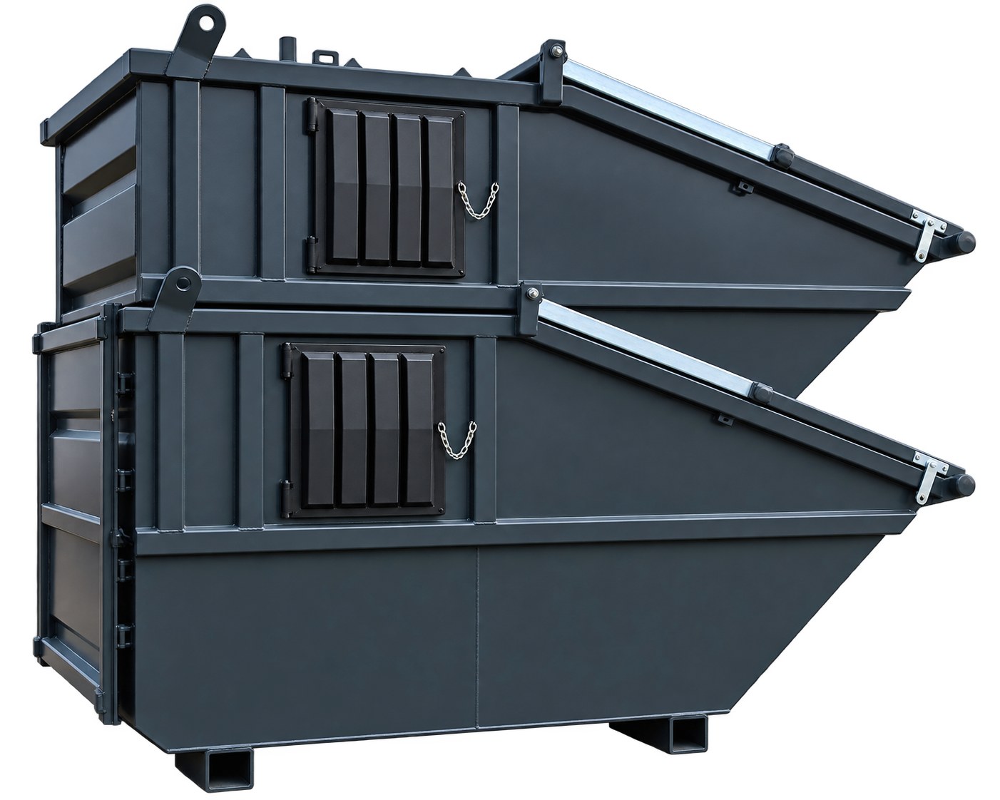 Midi-Container gestapelt mit Zugangsklappe